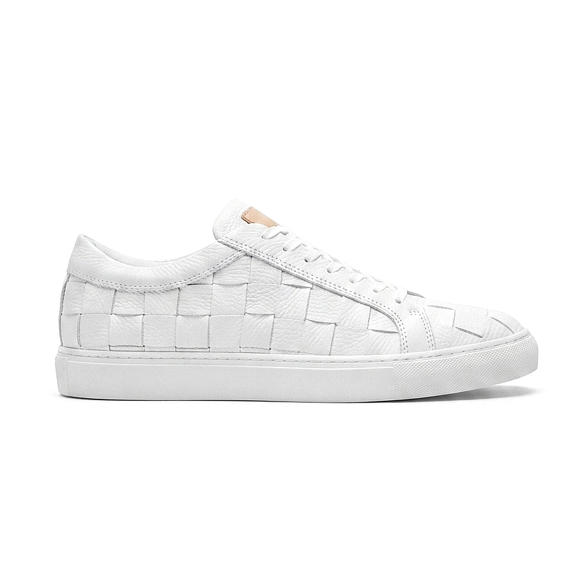 Vimini Yüksek Kalite Bağcıklı Kalın Taban Günlük Erkek Sneaker Beyaz
