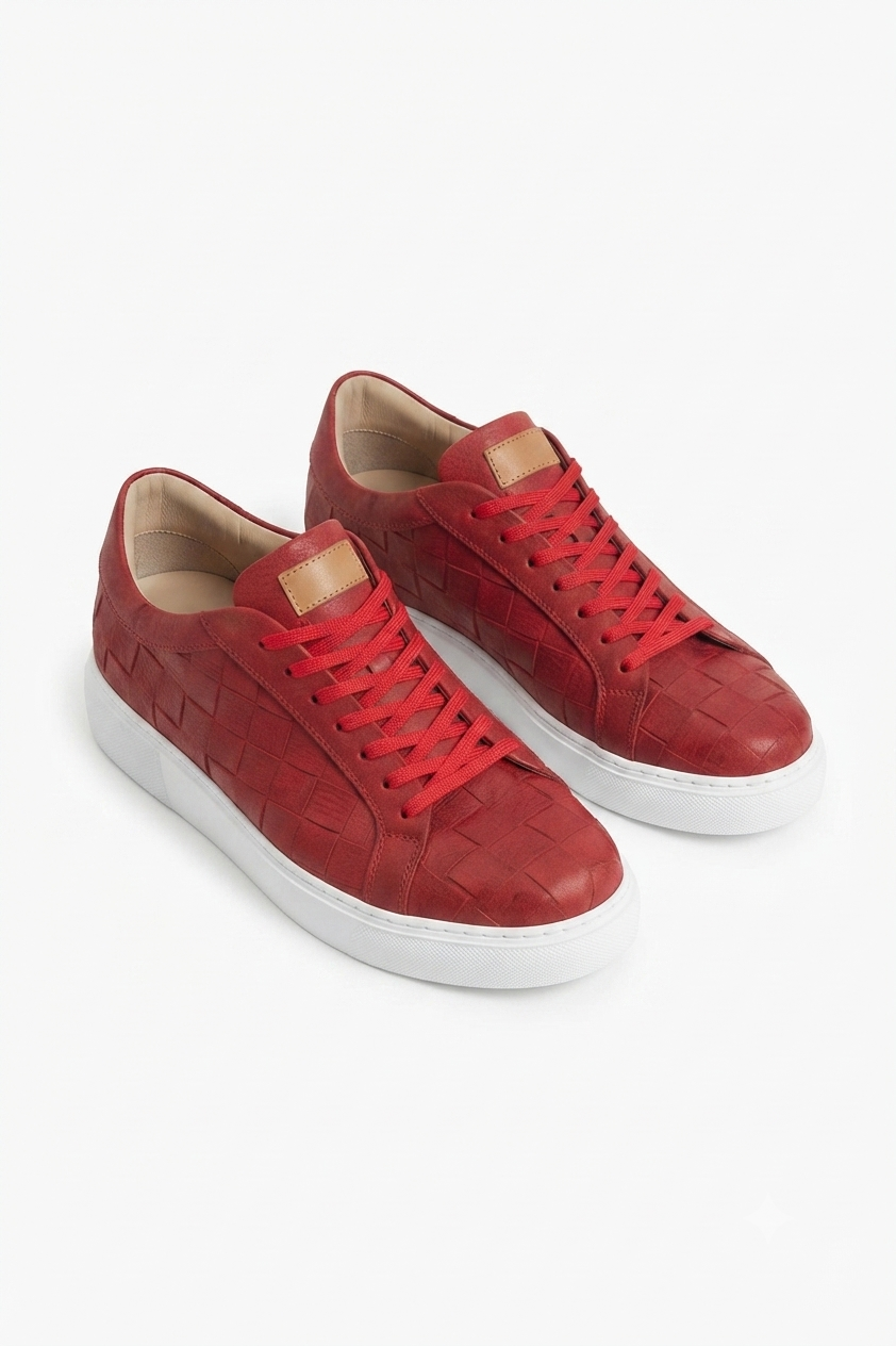 Vimini Yüksek Kalite Bağcıklı Kalın Taban Günlük Erkek Sneaker Kırmızı