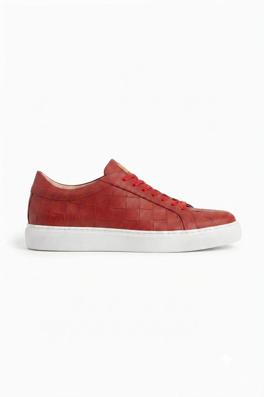 Vimini Yüksek Kalite Bağcıklı Kalın Taban Günlük Erkek Sneaker Kırmızı