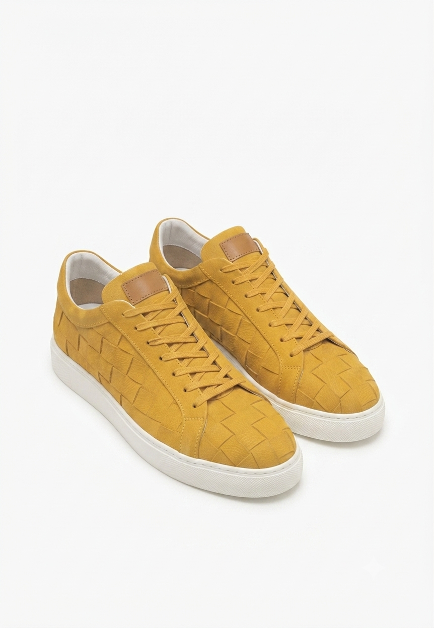 Vimini Yüksek Kalite Bağcıklı Kalın Taban Günlük Erkek Sneaker Sarı