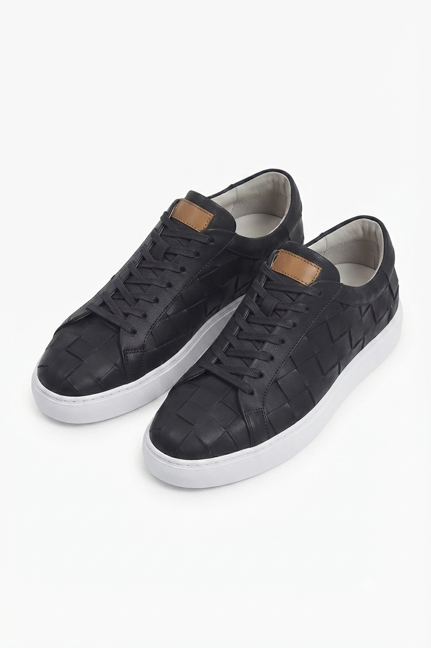Vimini Yüksek Kalite Bağcıklı Kalın Taban Günlük Erkek Sneaker Siyah