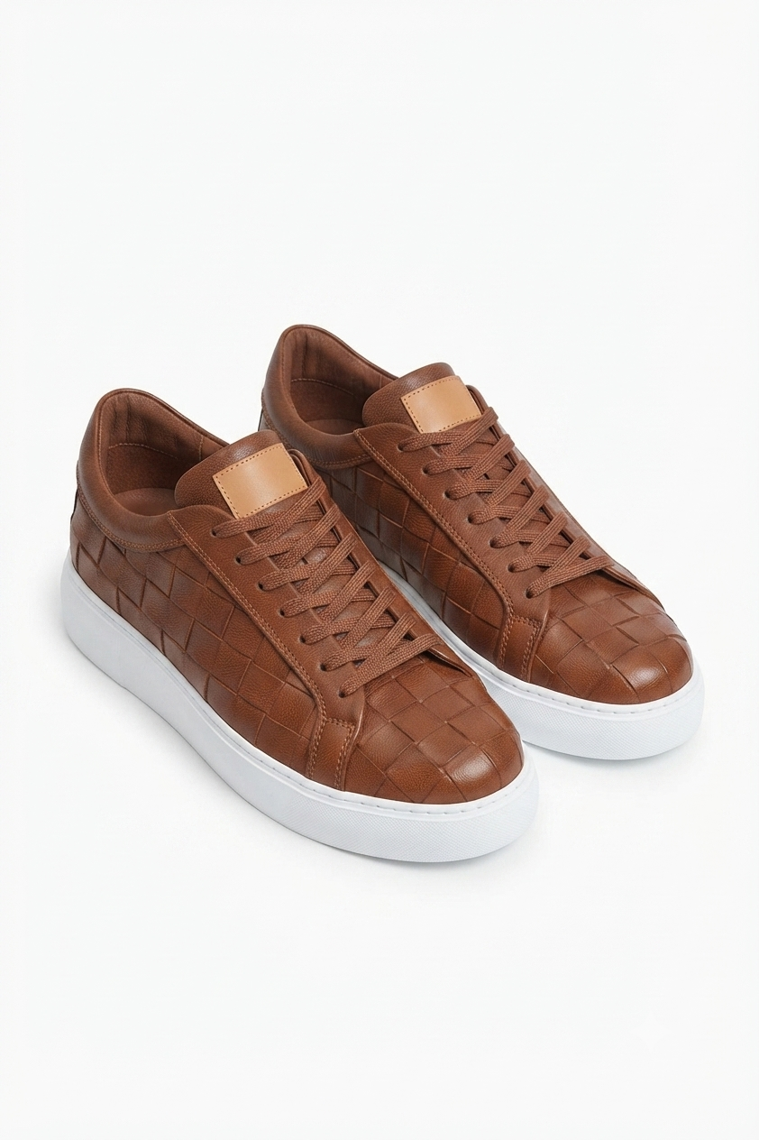 Vimini Yüksek Kalite Bağcıklı Kalın Taban Günlük Erkek Sneaker Taba