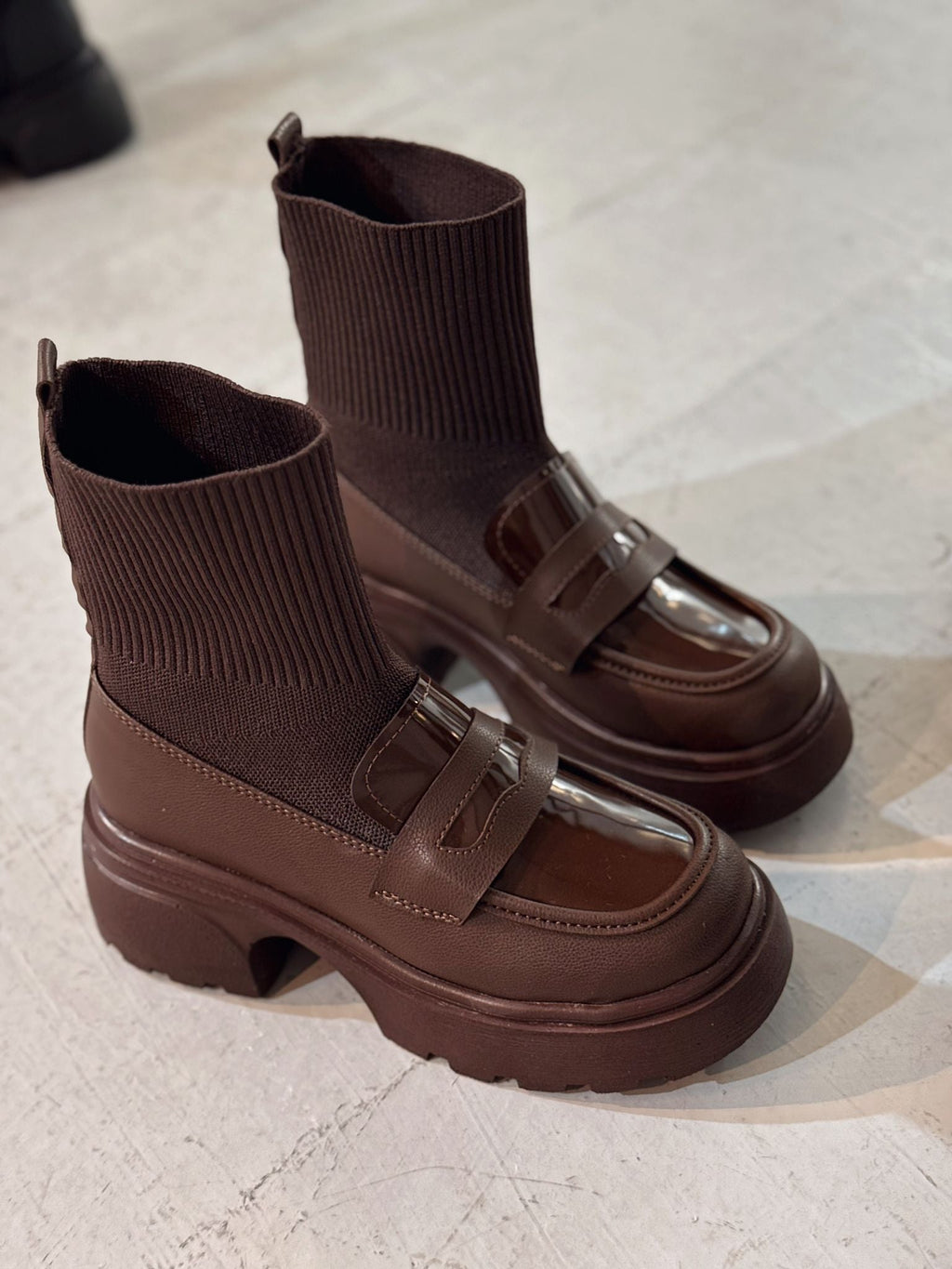 Wanye Premium Kahverengi Triko Streçli Bot