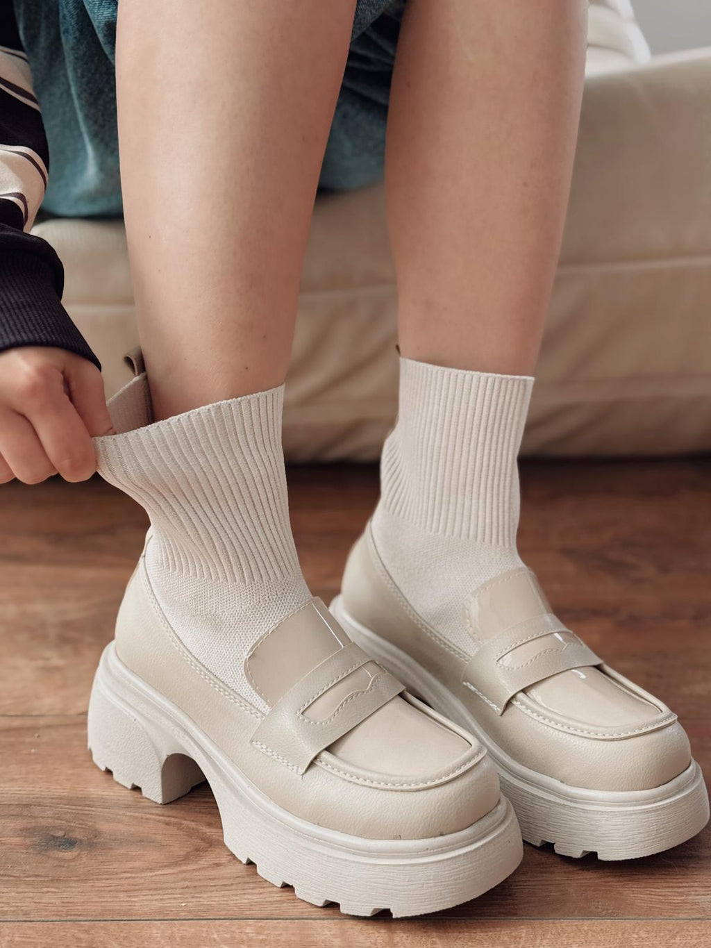 Wanye Premium Bej Triko Streçli Bot