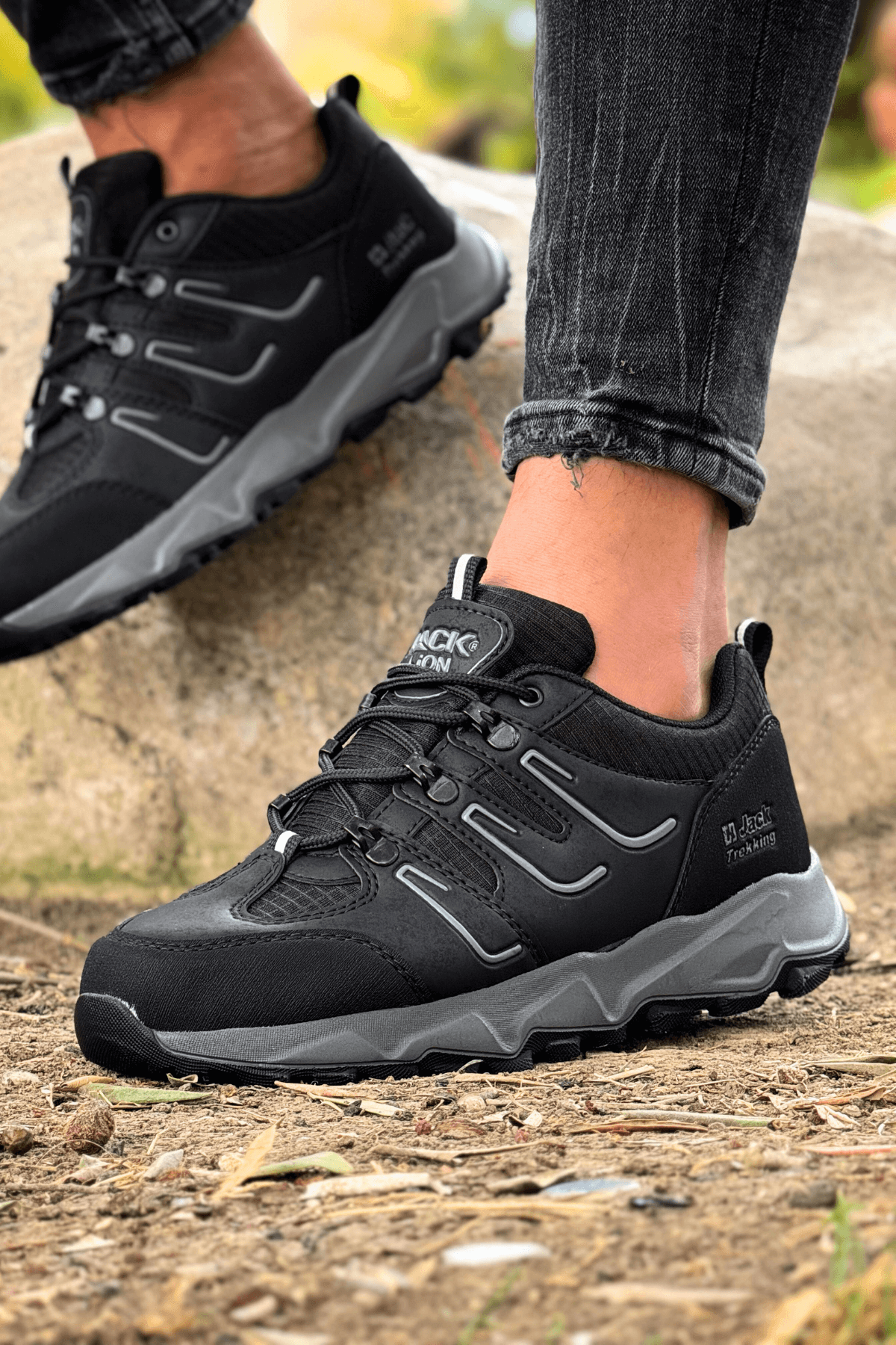 J24 Waterproof Erkek Trekking Outdoor Ayakkabı Siyah Füme
