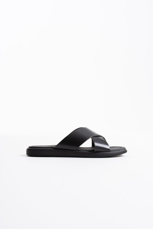 Weasley Premium Black Genuine Leather Slippers