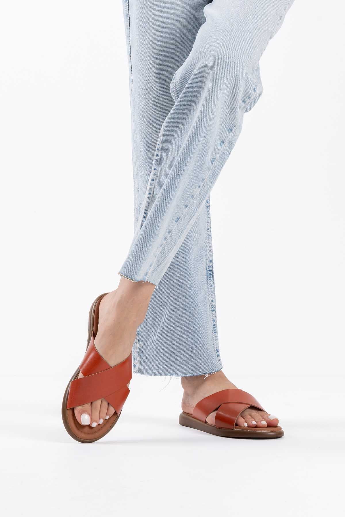 Weasley Premium Tan Genuine Leather Slippers