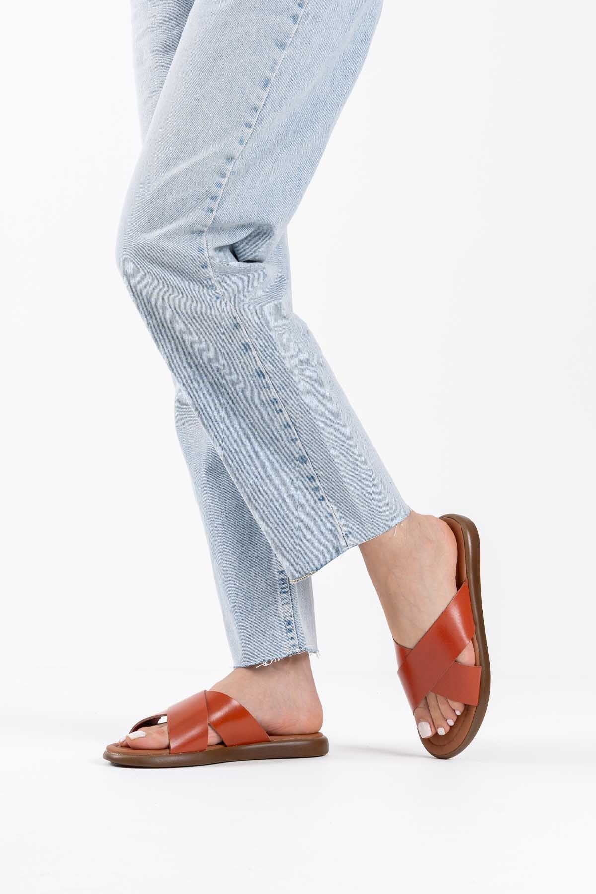 Weasley Premium Tan Genuine Leather Slippers