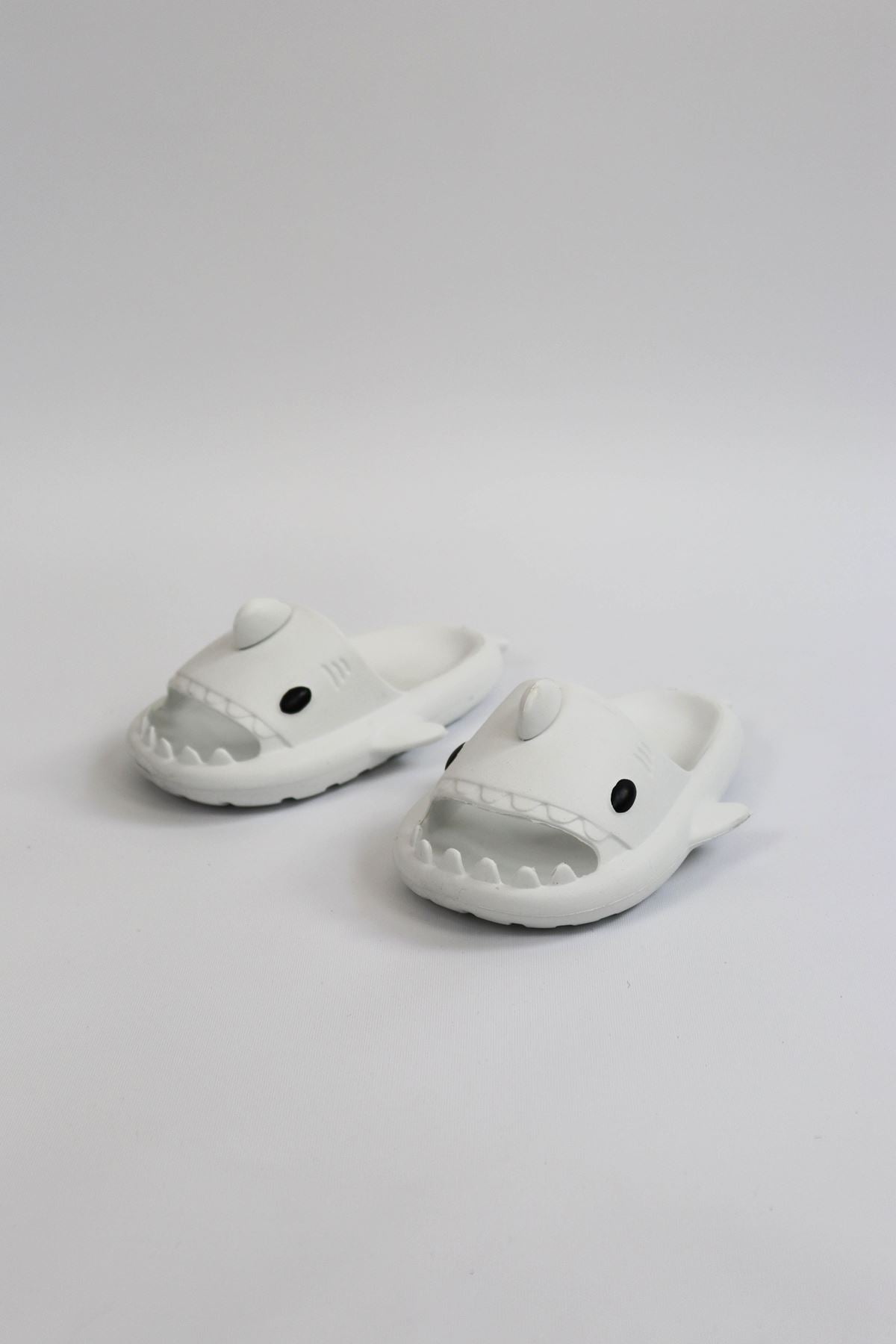 Köpekbalığı Beyaz Unisex Tam Ortopedik Çocuk Terlik Shark Slides