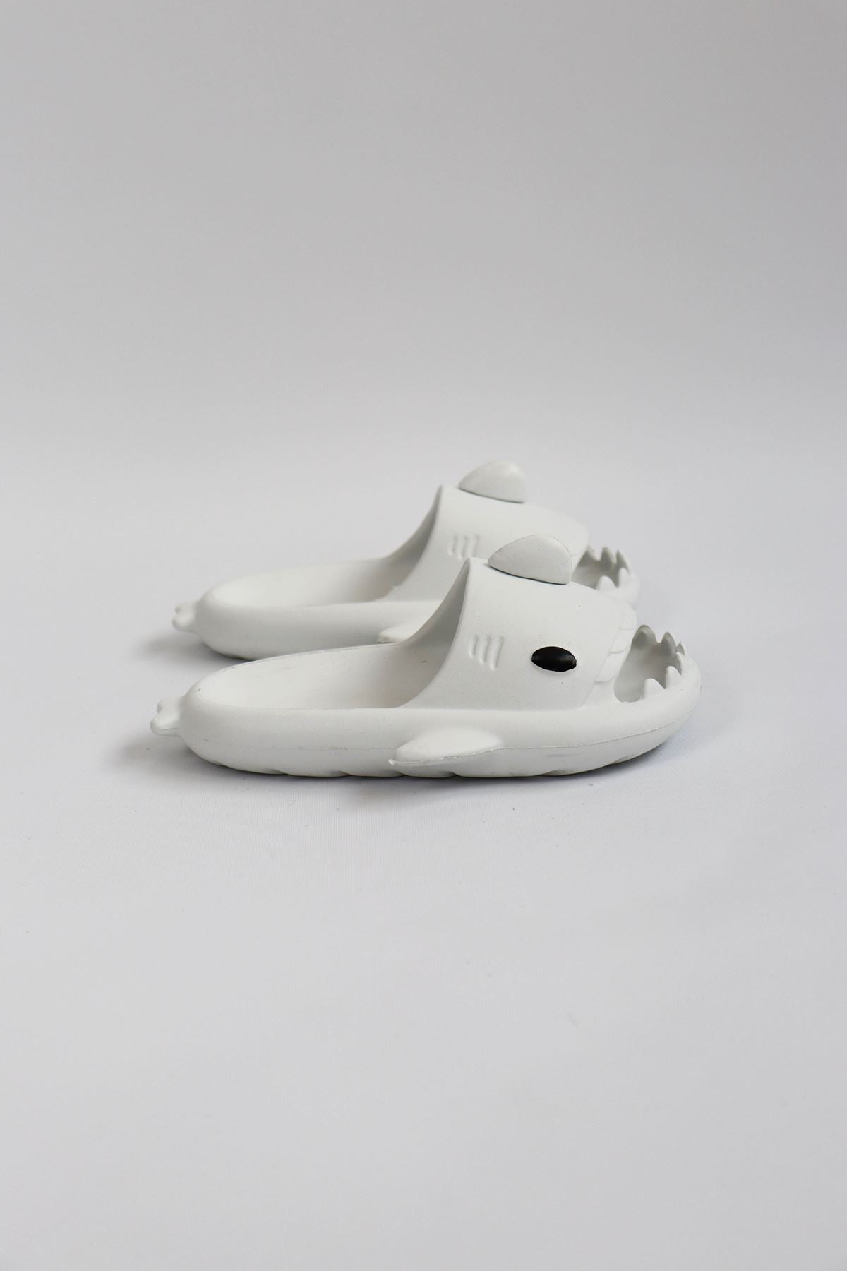 Köpekbalığı Beyaz Unisex Tam Ortopedik Çocuk Terlik Shark Slides