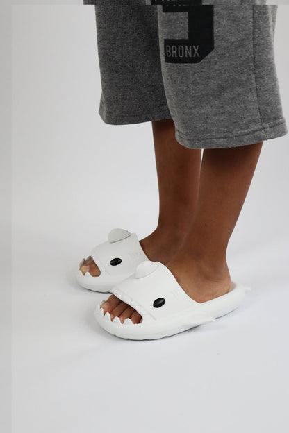 Köpekbalığı Beyaz Unisex Tam Ortopedik Çocuk Terlik Shark Slides