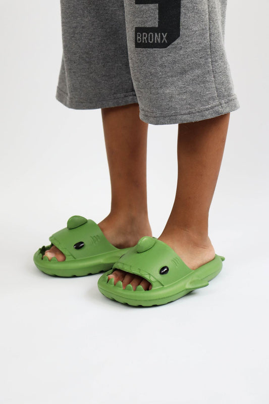 Köpekbalığı Yeşil Unisex Tam Ortopedik Çocuk Terlik Shark Slides