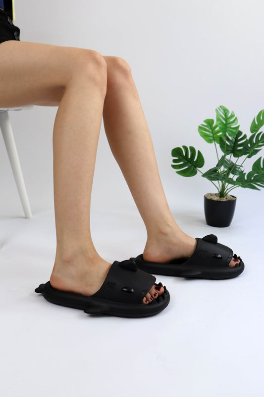 Köpekbalığı Siyah Çocuk Terlik Tam Ortopedik Shark Slides