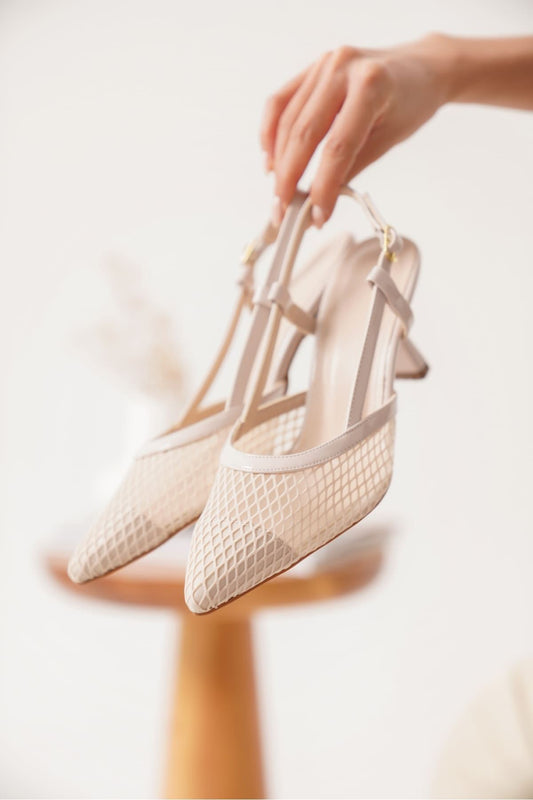 Winstey Premium Women's Beige Heeled Shoes