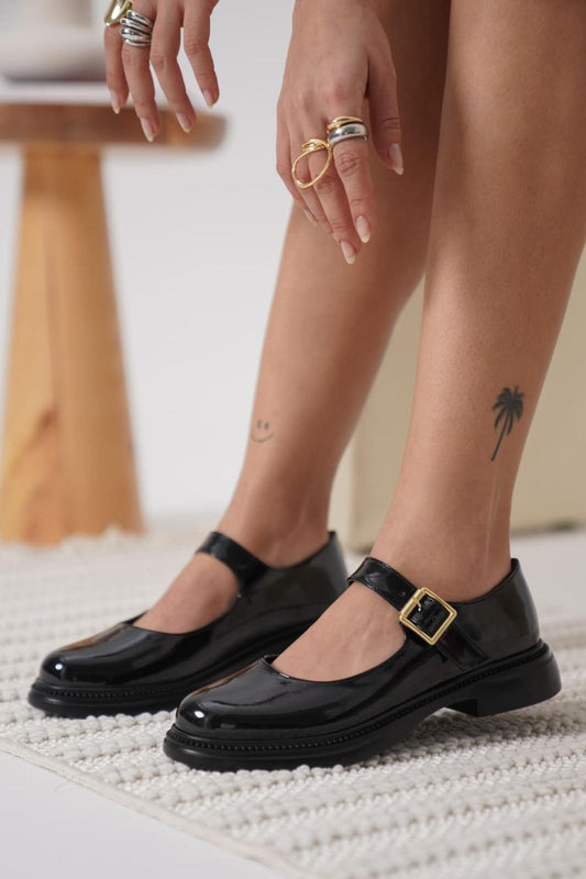 Premium Siyah Rugan Oxford Ayakkabı