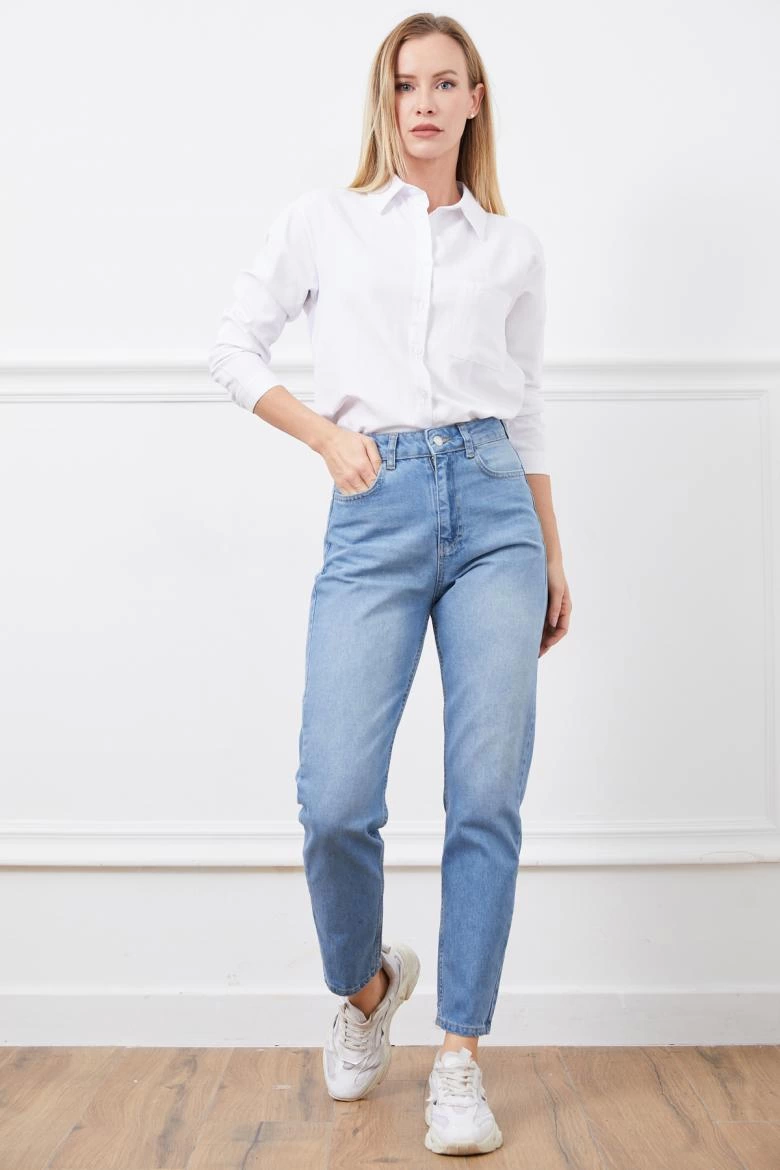 High Waist Mom Jeans Blue
