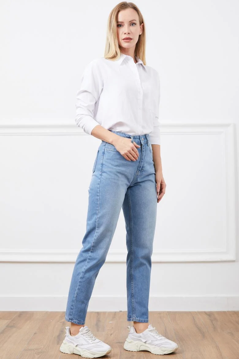 High Waist Mom Jeans Blue