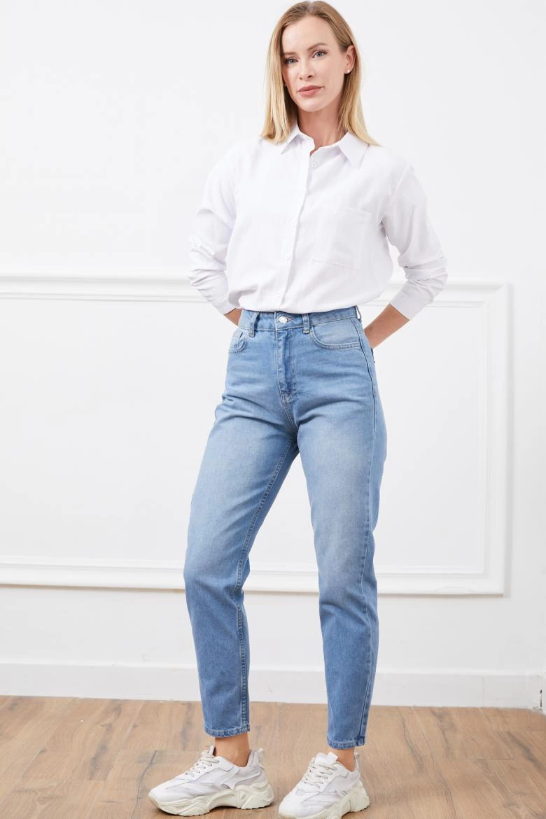 High Waist Mom Jeans Blue