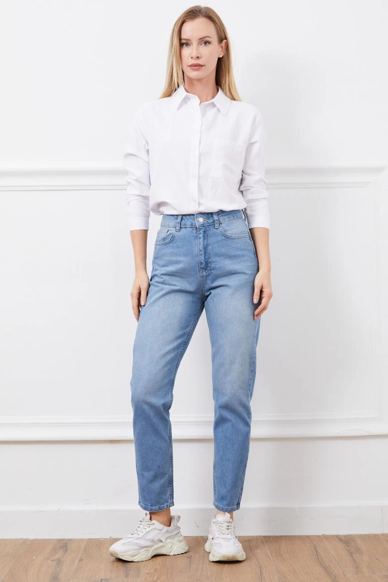 High Waist Mom Jeans Blue