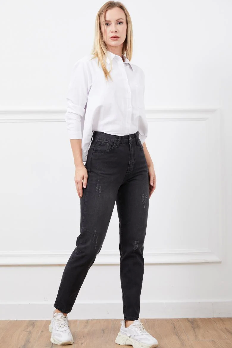 High Waist Mom Jeans Black