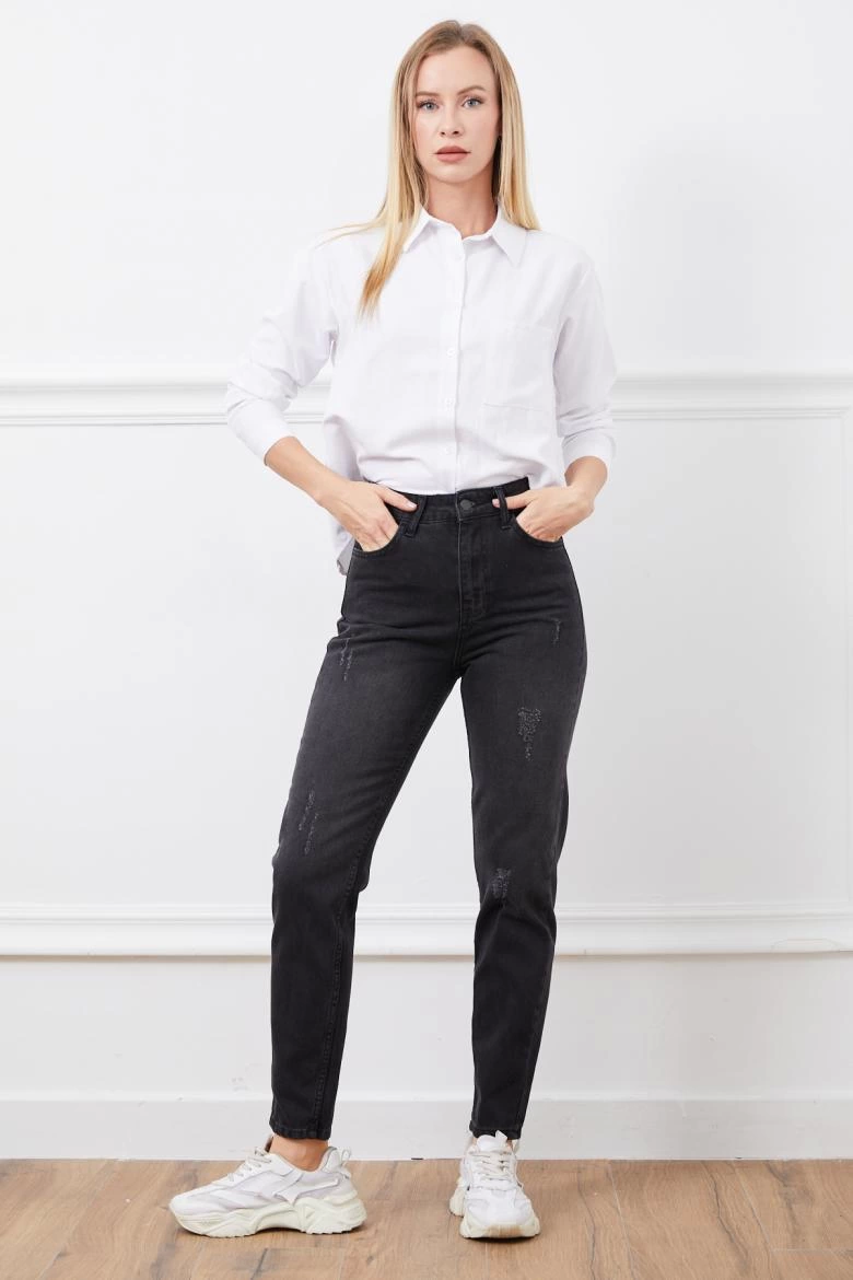 High Waist Mom Jeans Black