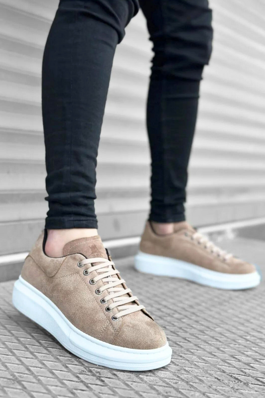 Bull Bağcıklı Tarz Erkek Rahat Krem Süet Sneaker