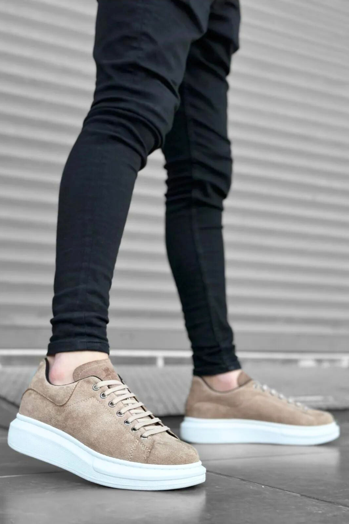 Bull Bağcıklı Tarz Erkek Rahat Krem Süet Sneaker