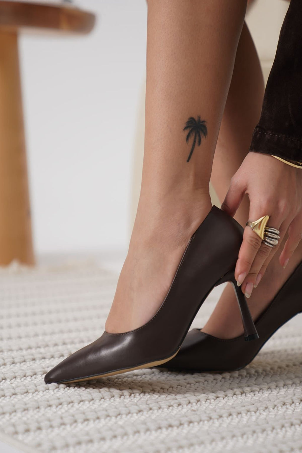 ZR08MS26 Premium Kadın Acı Kahve Stiletto 8 cm