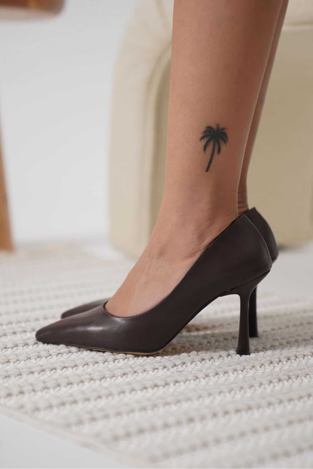 ZR08MS26 Premium Kadın Acı Kahve Stiletto 8 cm