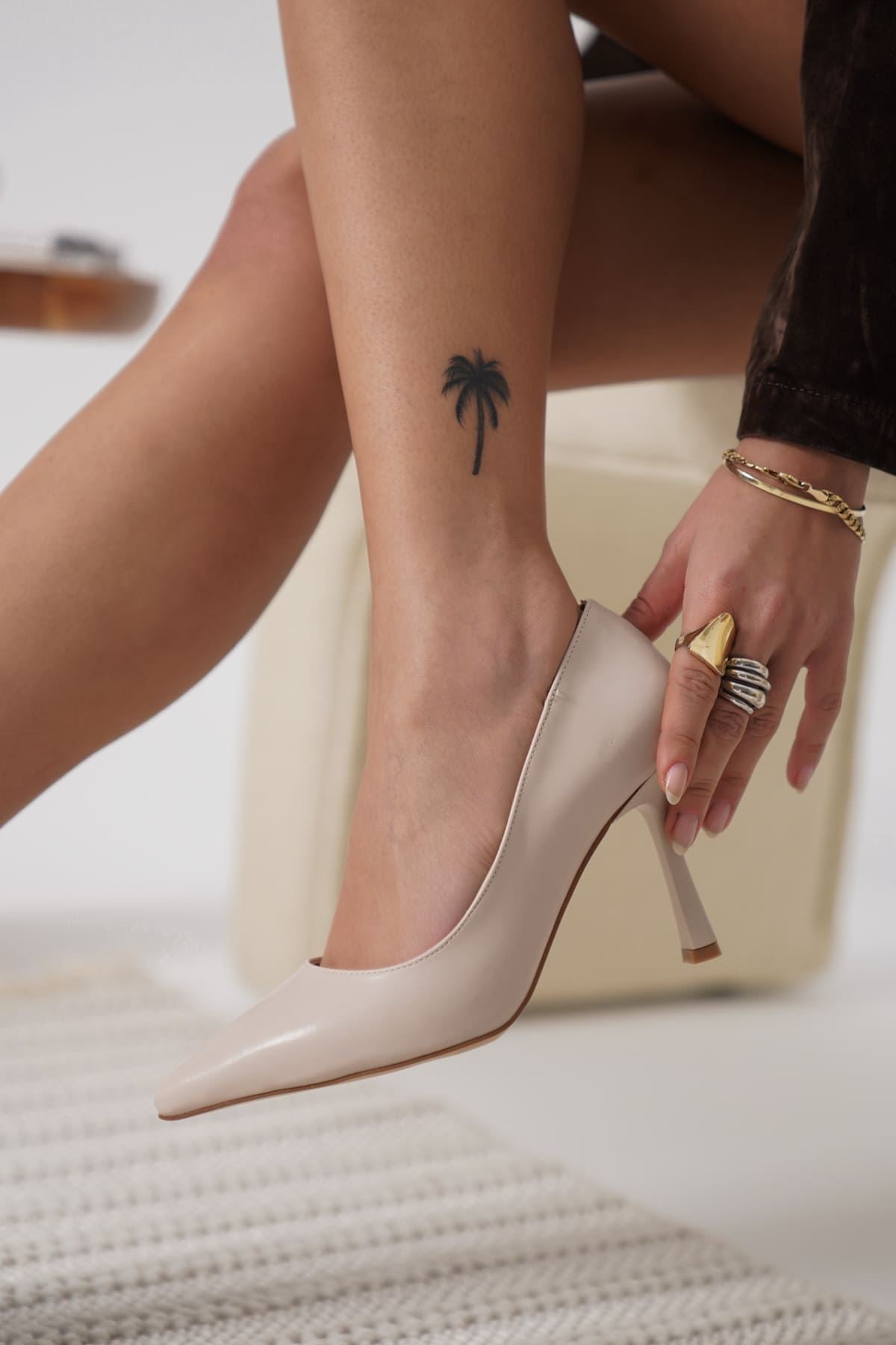 ZR08MS26 Premium Kadın Mat Bej Stiletto 8 cm