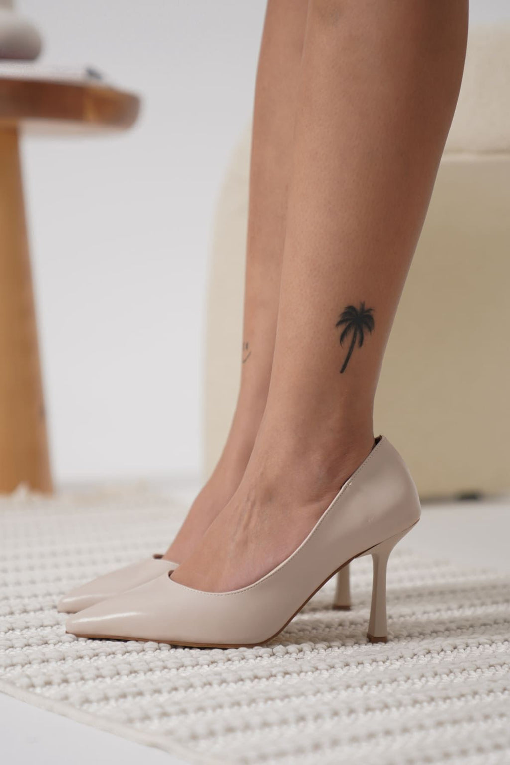 ZR08MS26 Premium Kadın Mat Bej Stiletto 8 cm