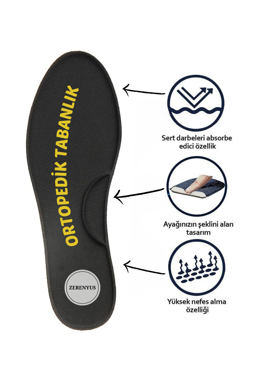 Zerenyus Memory Foam Yumuşak Ayakkabı Ortopedik Tabanlık - Akıllı Hafızalı