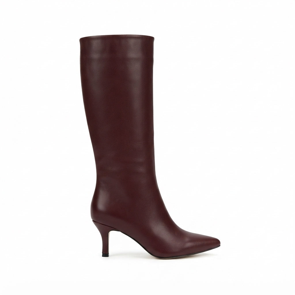ZRİNX-2025 Premium Bordo İnce Topuklu Günlük Kadın Çizme 6,5 cm