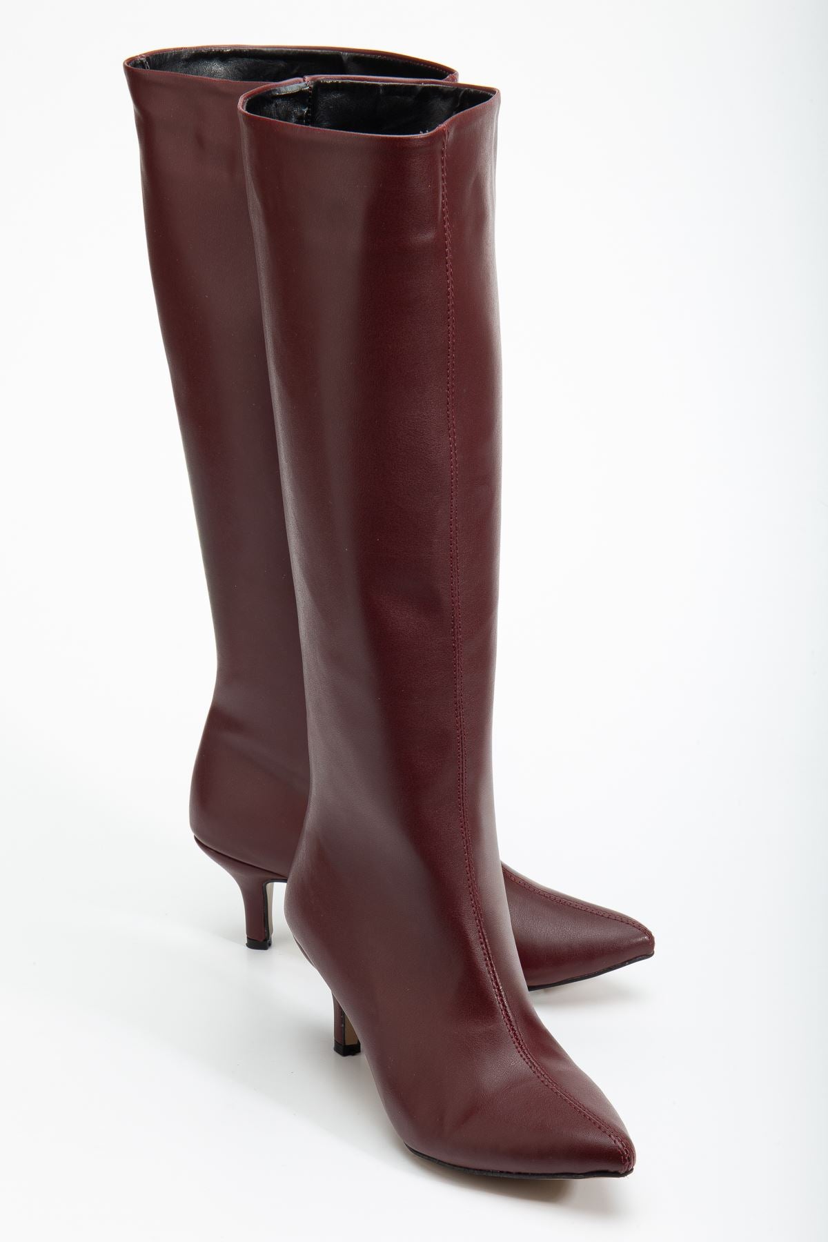 ZRİNX-2025 Premium Bordo İnce Topuklu Günlük Kadın Çizme 6,5 cm