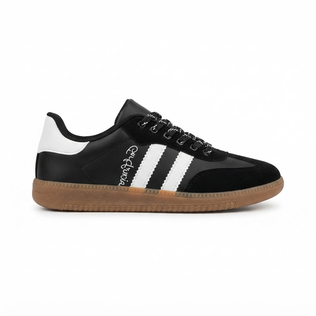 Zerti Premium Fashion Siyah Çizgili Bağcıklı Kadın Sneaker