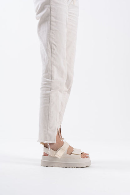 Zeta Premium Velcro Beige Women's Sandals