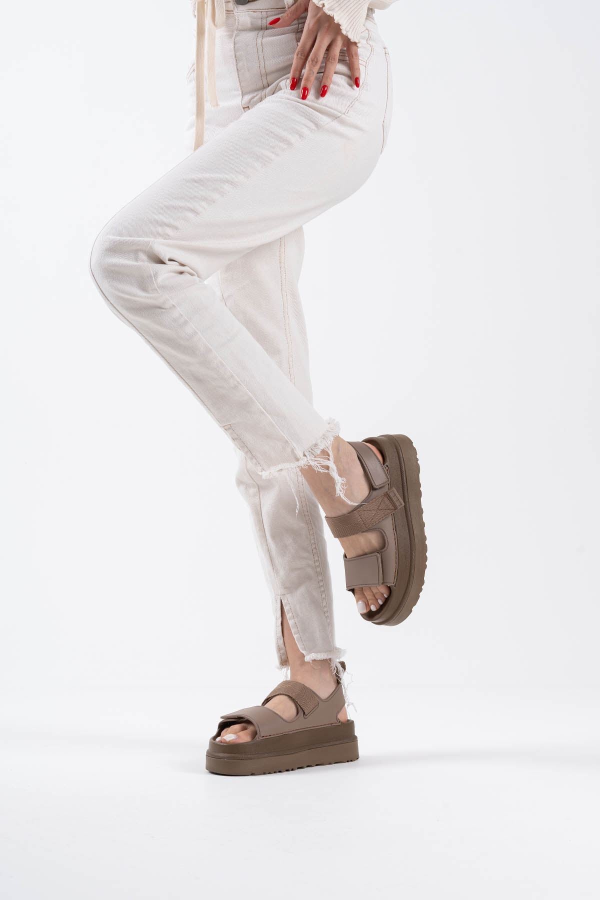 Zeta Premium Velcro Brown Women's Sandals
