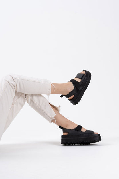 Zeta Premium Velcro Black Women's Sandals