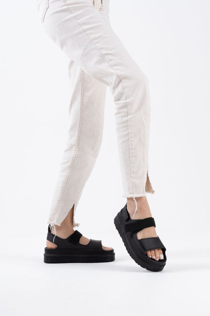 Zeta Premium Velcro Black Women's Sandals