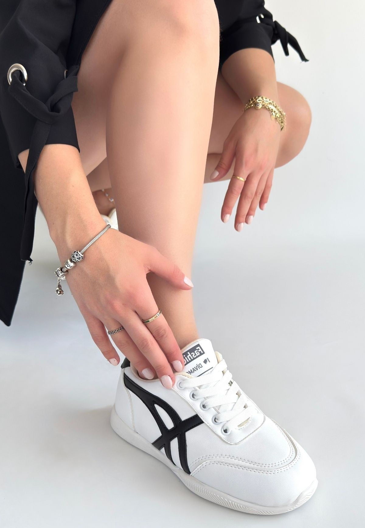 Zlay Premium Beyza Siyah Bağcıklı Rahat Spor Ayakkabı