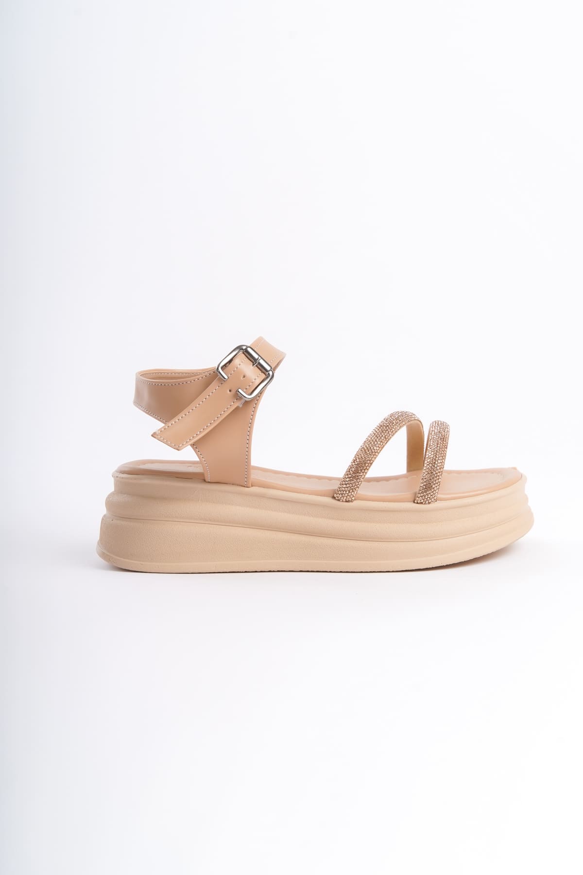 ZLOHE Buckled Stoned Striped Orthopedic Women's Sandals - Ten