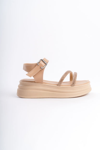 ZLOHE Buckled Stoned Striped Orthopedic Women's Sandals - Ten
