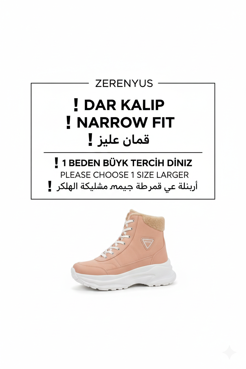 ZR-123 Süper Hafif Ortopedik Kürk Astarlı Kız Çocuk Spor Bot - Bej
