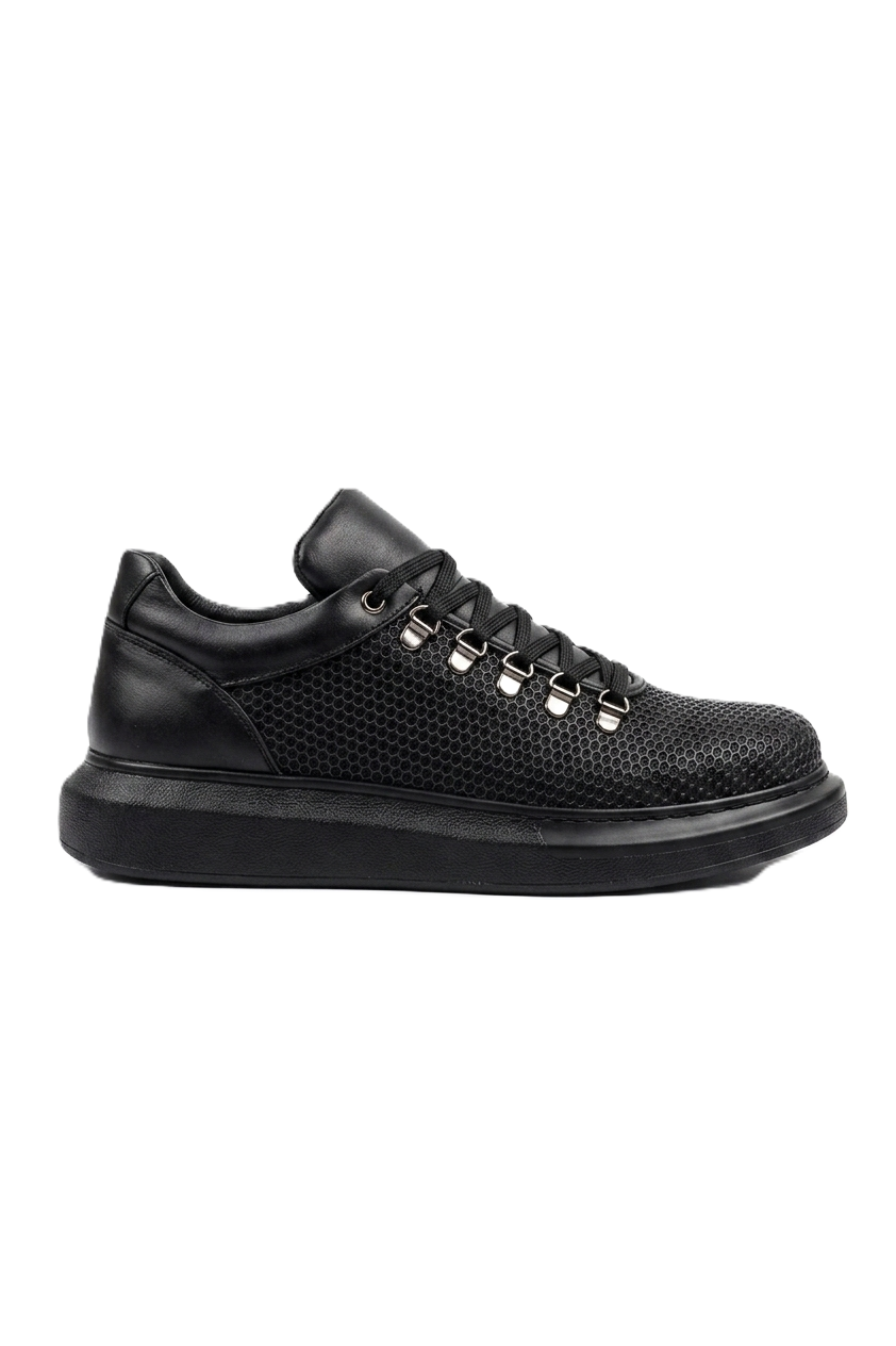 ZRC021 Yüksek Kalite Dokulu Günlük Erkek Sneaker Siyah