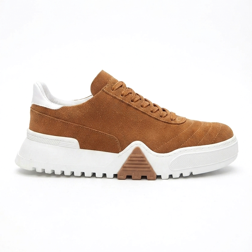 ZRC037 Yüksek Kalite Bağcıklı Kalın Taban Erkek Sneaker Taba Süet