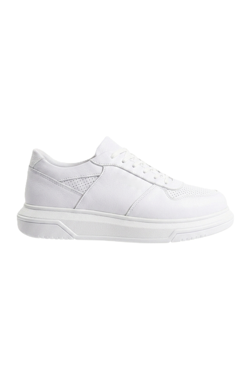 ZRC075 Yüksek Kalite Kalın Taban Bağcıklı Erkek Sneaker Beyaz
