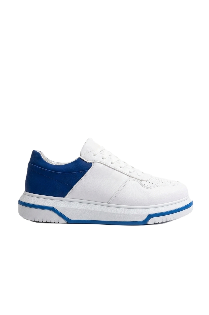 ZRC075 Yüksek Kalite Kalın Taban Bağcıklı Erkek Sneaker Beyaz Sax