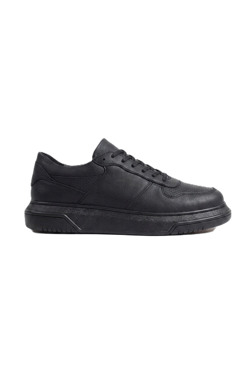 ZRC075 Yüksek Kalite Kalın Taban Bağcıklı Erkek Sneaker Siyah
