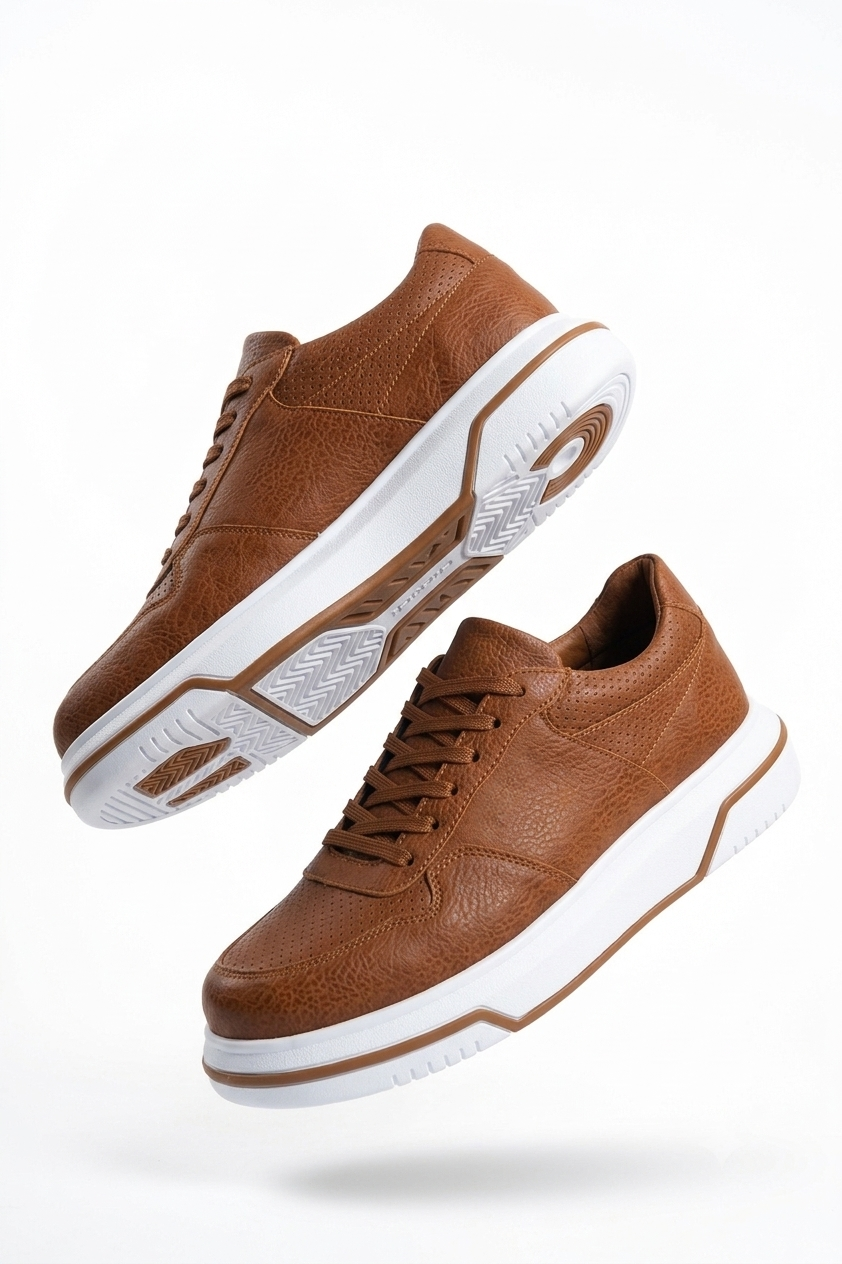 ZRC075 Yüksek Kalite Kalın Taban Bağcıklı Erkek Sneaker Taba