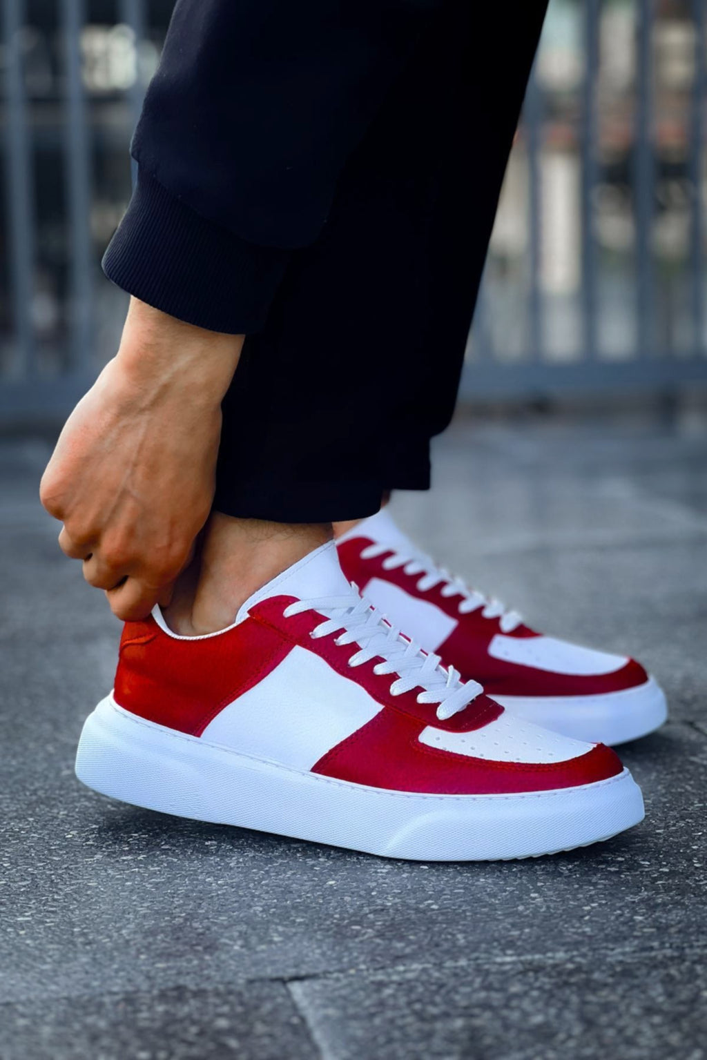 ZRC087 Premium Bağcıklı Casual Erkek Sneaker Beyaz Kırmızı
